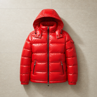 Carcassonne Glossy Hooded Puffer Jacket in Red