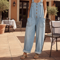 Gallipoli Relaxed Denim Overalls in Sky Blue