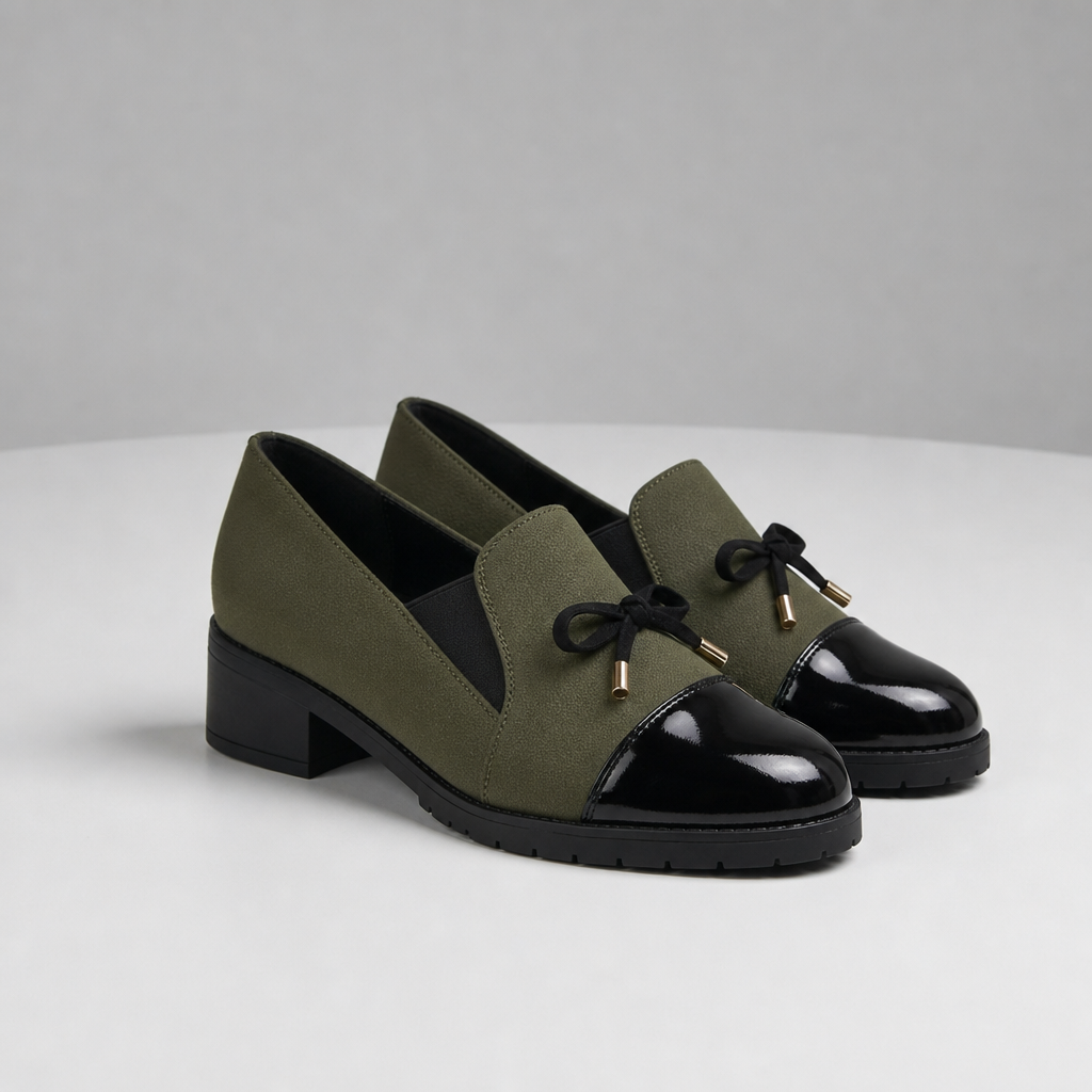 Gijon Bow Detail Loafers in Green