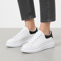 Tarifa White Platform Sneakers in White/Black