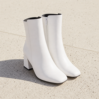 Beaulieu Block Heel Ankle Boots in White