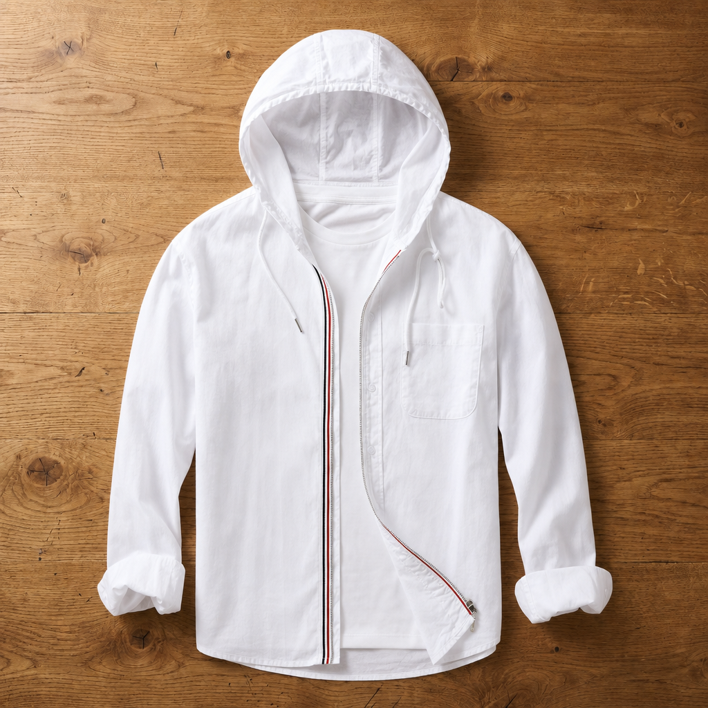 Volterra Hooded Zip Shirt in White