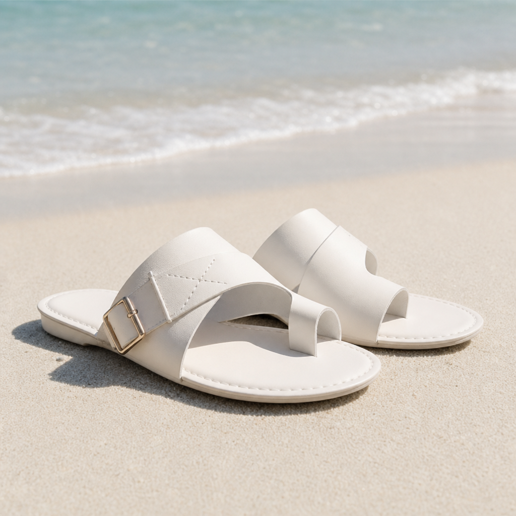Nimes Orthopedic Buckle Slides in White