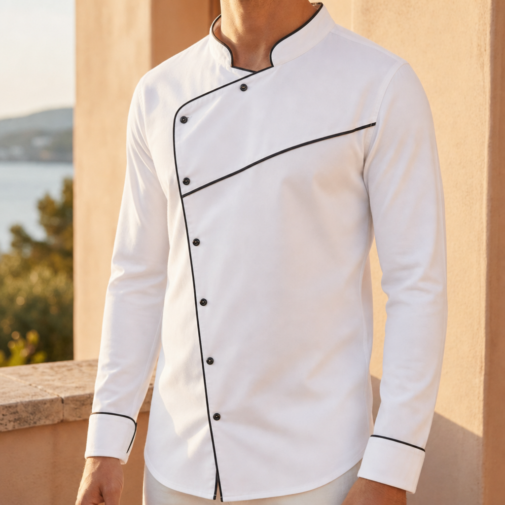 Elvas Asymmetric Slim Fit Shirt in White