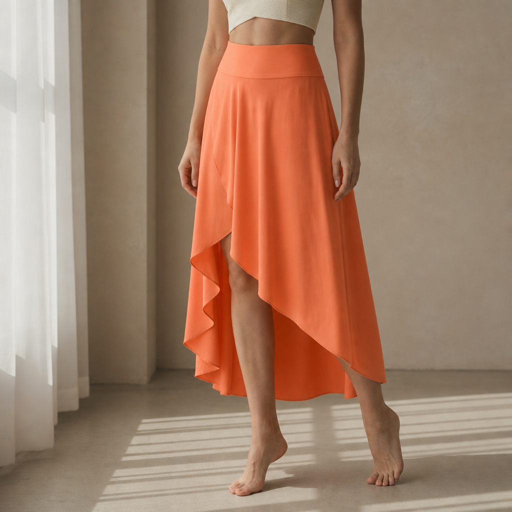 Lamego Flowy Wrap Midi Skirt in Orange