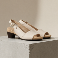 Tavira Orthopedic Heeled Sandals in Beige
