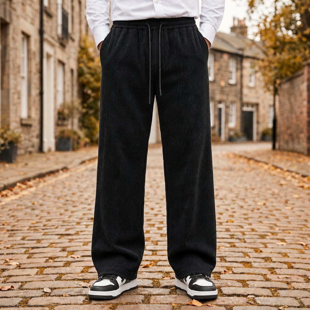 Kakopetria Wide Leg Corduroy Pants in Black