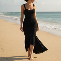 Figueres Lace Hi-Low Mermaid Dress in Black