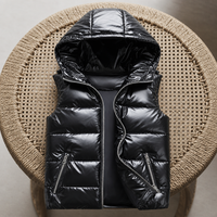 Monsaraz Metallic Hooded Puffer Vest in Black
