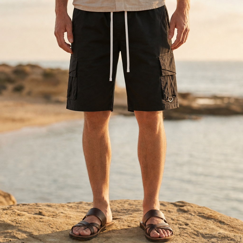 Ravello Cargo Utility Shorts in Black