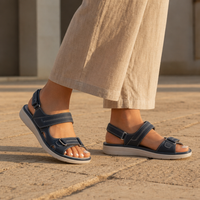 Albufeira Orthopedic Hook-Strap Sandals in Blue