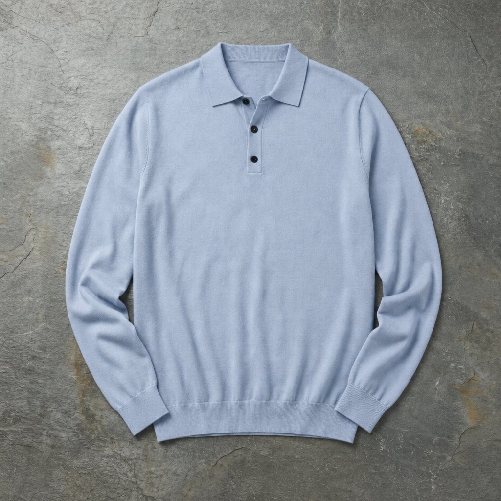 Zakynthos Knit Polo Sweater in Blue