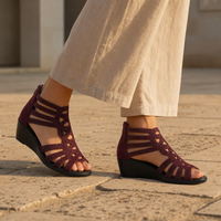 Gozo Orthopedic Wedge Sandals in Burgundy