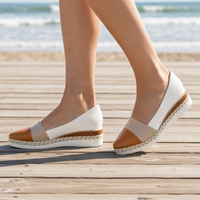 Volterra Metallic Espadrille Wedge Loafers in Cream