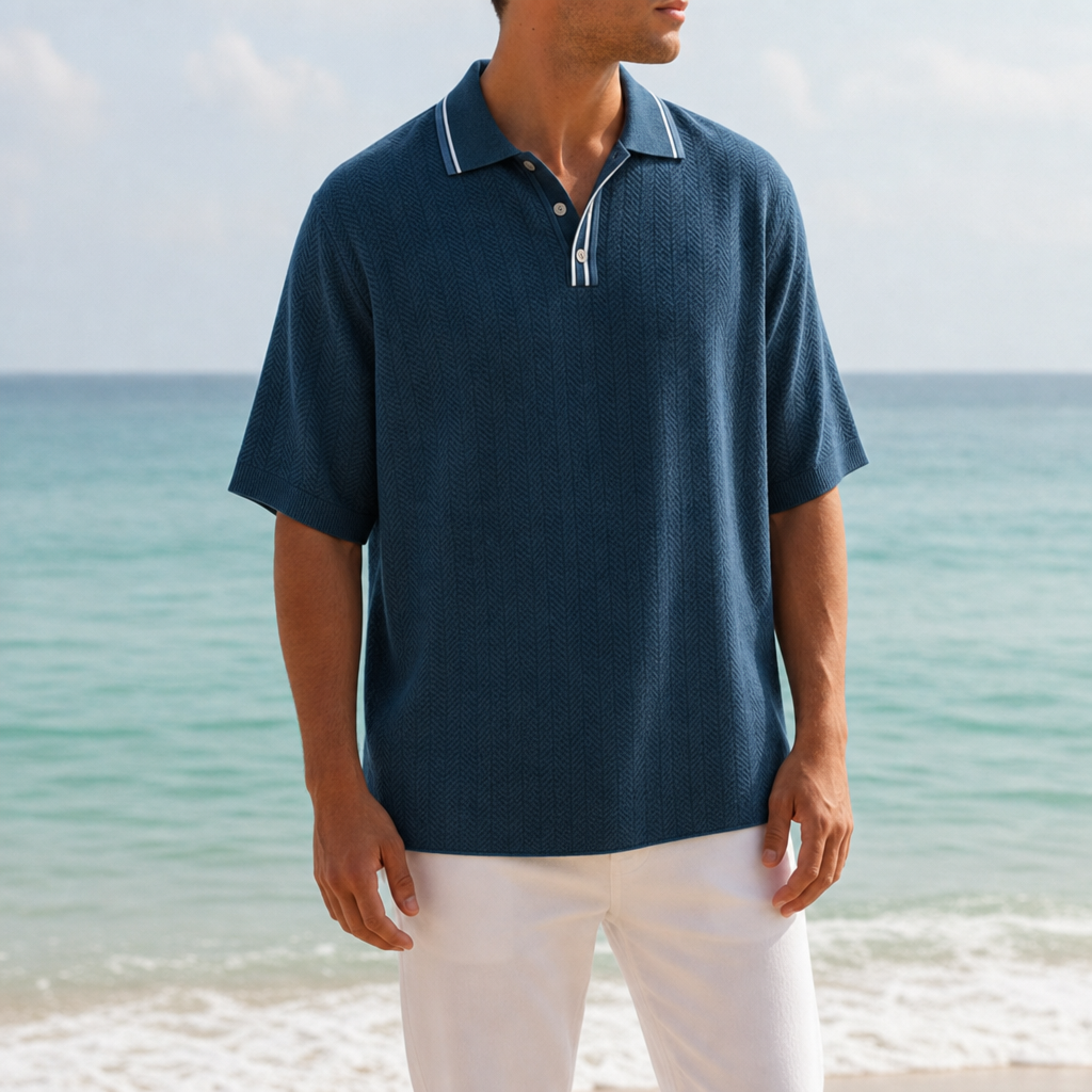 Comillas Knit Polo Shirt in Dark Blue