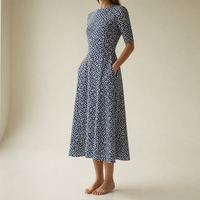 Mantova Floral Print Midi Dress in Dark Blue