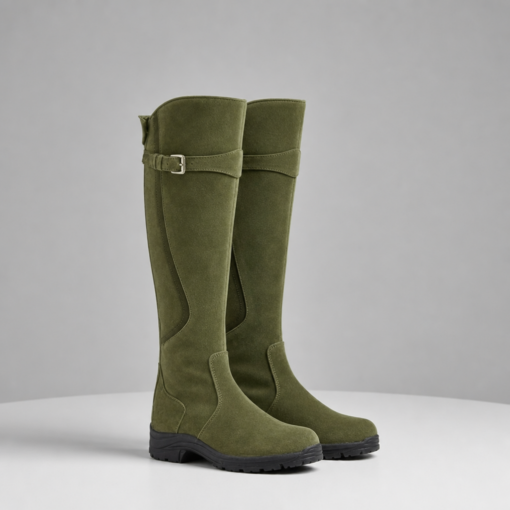 Ston Waterproof Leather Riding Boots in Green