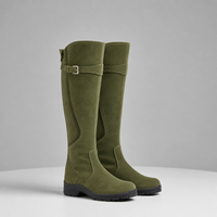 Ston Waterproof Leather Riding Boots in Green
