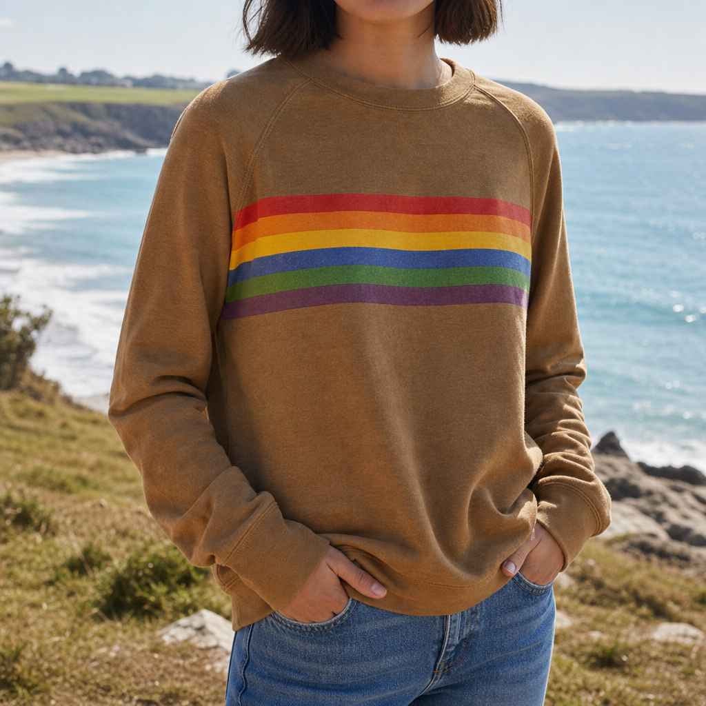 Tivoli Rainbow Stripe Sweatshirt in Khaki