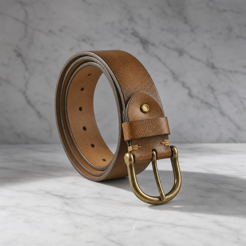 Cadaques Vintage Brass Buckle Belt in Khaki