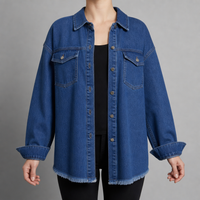 Alberobello Oversized Denim Jacket in Navy Blue