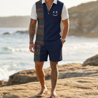 Kardamyli Colorblock Polo Co-Ord in Navy Blue