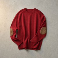 Beziers Elbow Patch Knit Sweater in Red