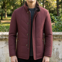 Amorgos Quilted Fur Collar Coat in Red