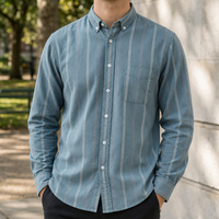 Vence Striped Button-Up Shirt in Turquoise