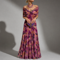 Astypalaia Off-Shoulder Ruched Maxi Dress in Violet