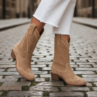 Tinos Perforated Western Cowboy Boots in Brown