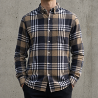 Serifos Plaid Flannel Shirt in Brown