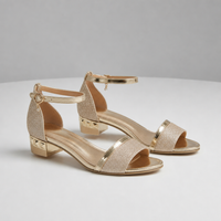 Estoril Glitter Block Heel Sandals in Gold