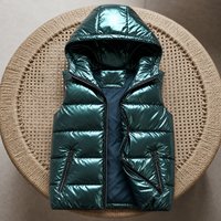 Monsaraz Metallic Hooded Puffer Vest in Green