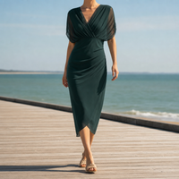 Nazare Floral Off-Shoulder Midi Dress in Green