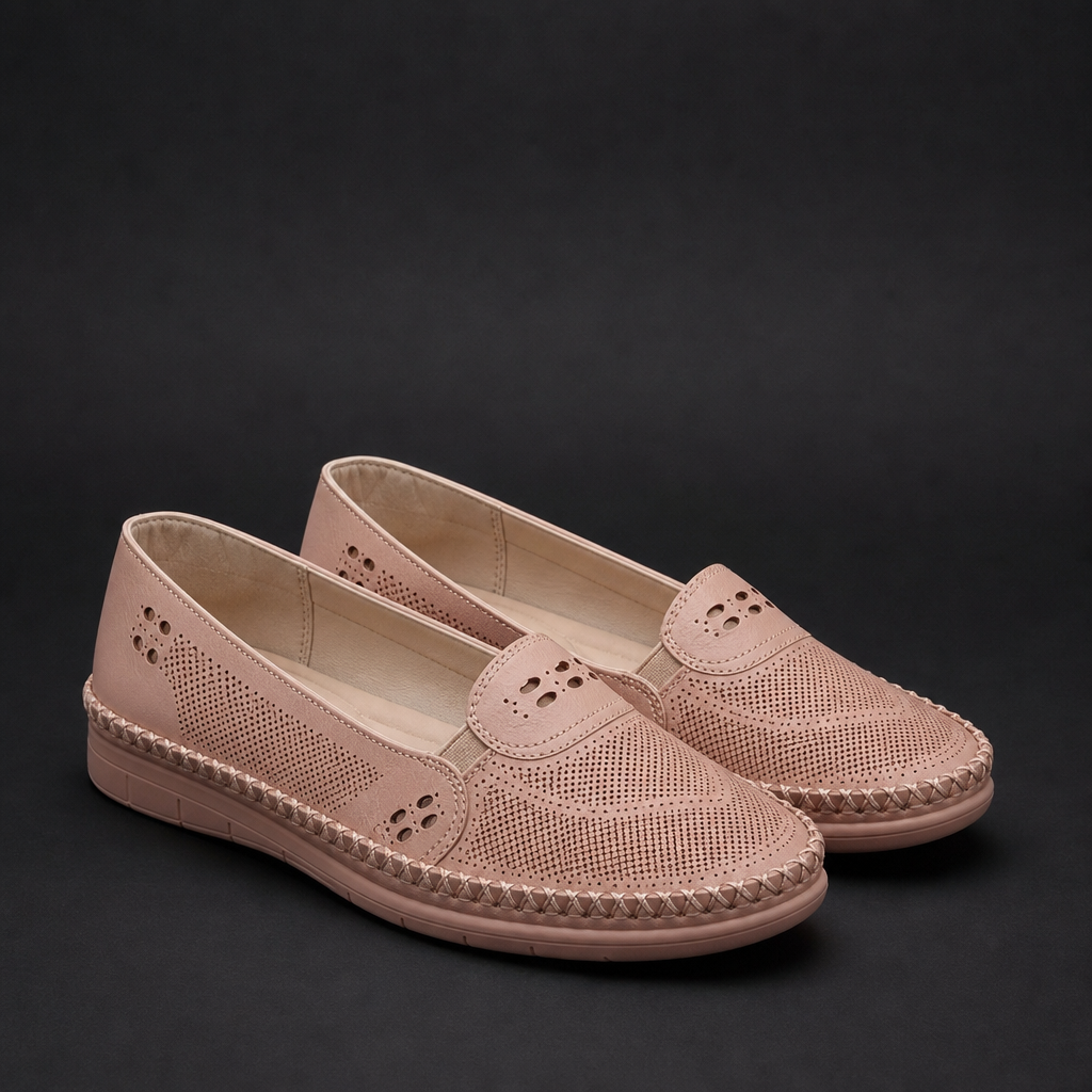 Spoleto Orthopedic Perforated Flats in Light Pink