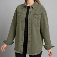 Alberobello Oversized Denim Jacket in Olive Green