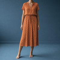 Figueres Spotted Print Midi Dress in Orange