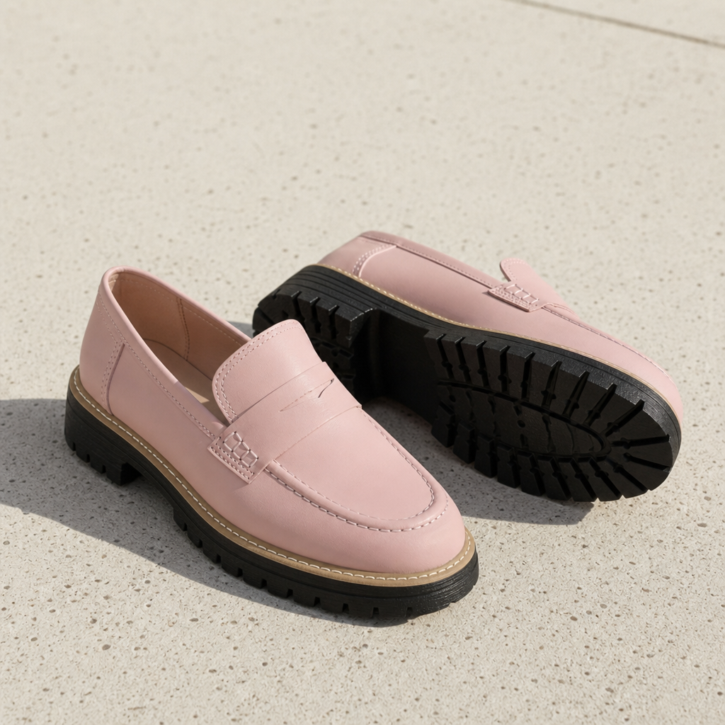 Trani Chunky Platform Loafers in Pink
