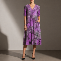 Gordes Floral Print Midi Dress in Purple
