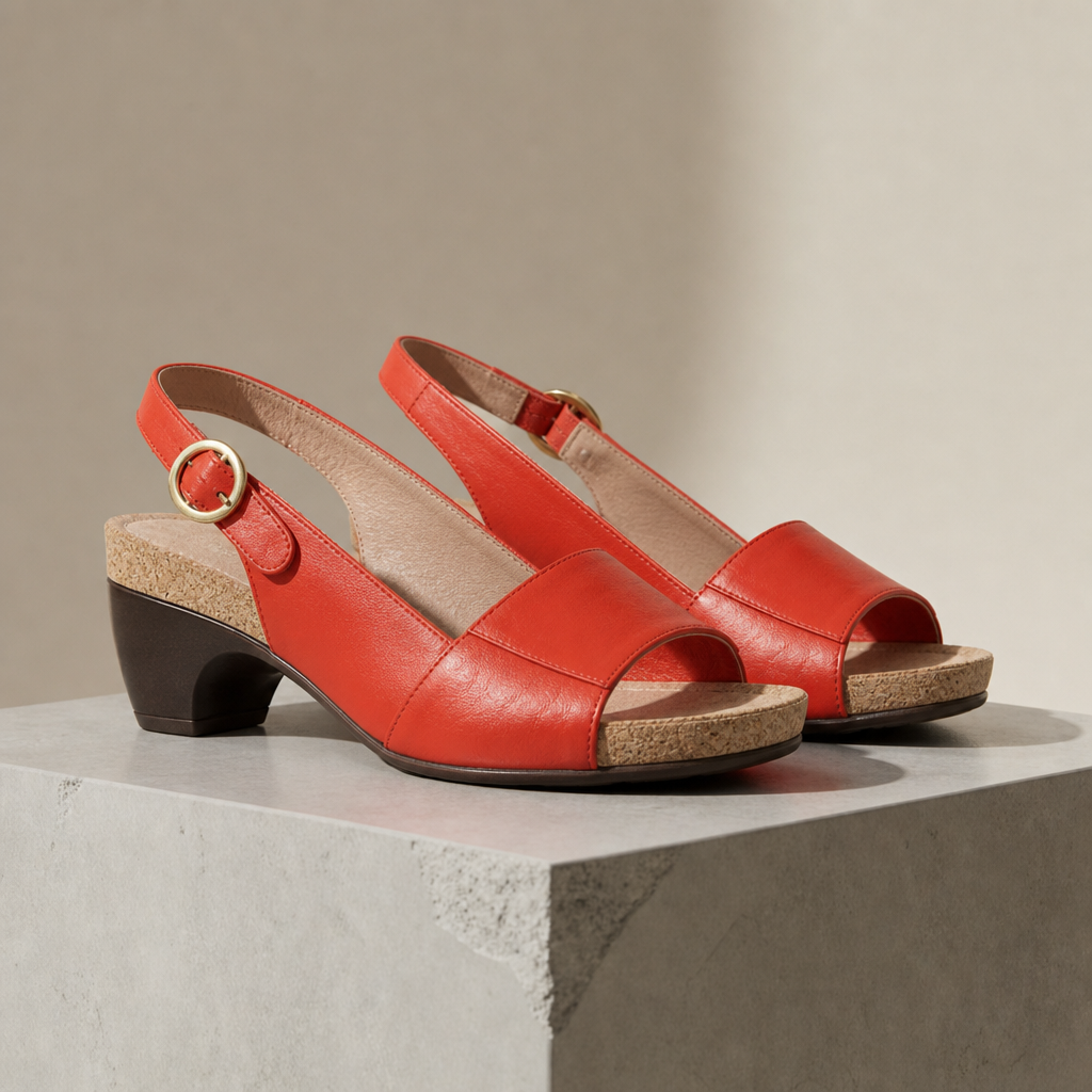Tavira Orthopedic Heeled Sandals in Red