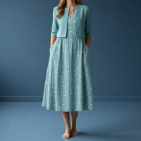 Skyros Floral Midi Dress Set in Teal