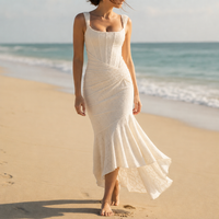 Figueres Lace Hi-Low Mermaid Dress in White