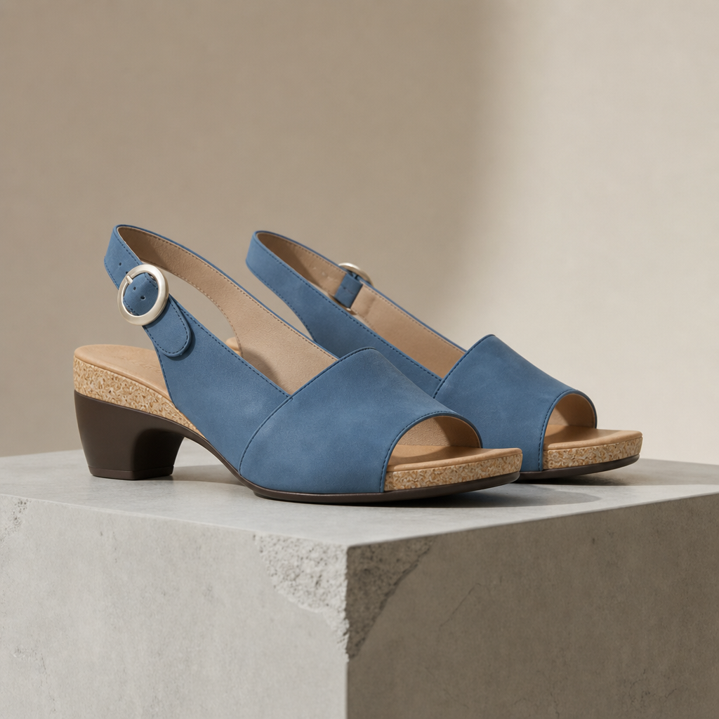 Tavira Orthopedic Heeled Sandals in Blue