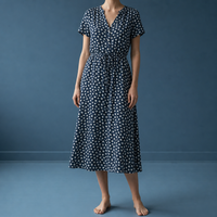 Figueres Spotted Print Midi Dress in Blue