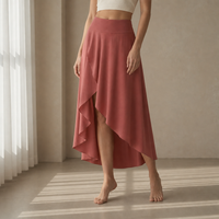 Lamego Flowy Wrap Midi Skirt in Deep Carmine Red