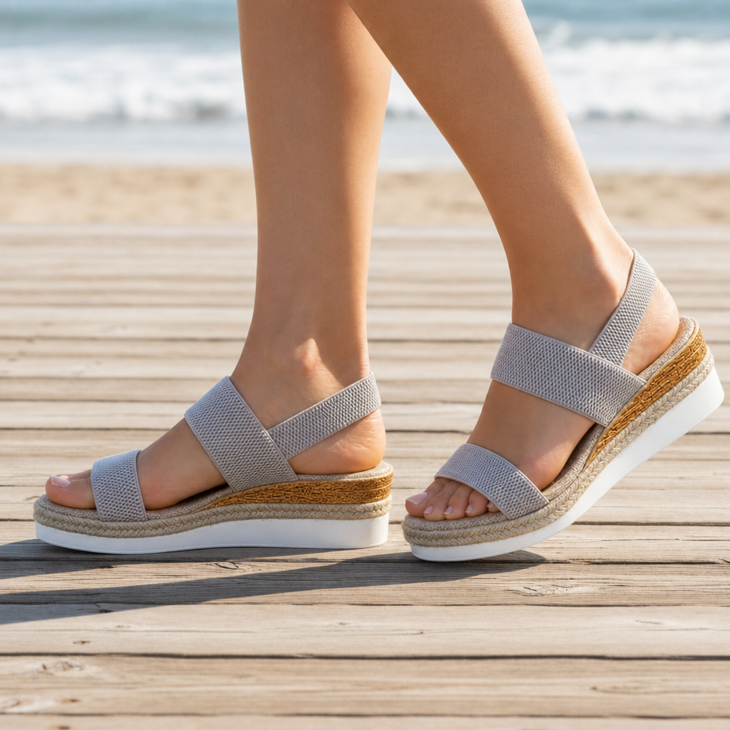 Cartagena Espadrille Platform Sandals in Gray