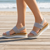 Cartagena Espadrille Platform Sandals in Gray
