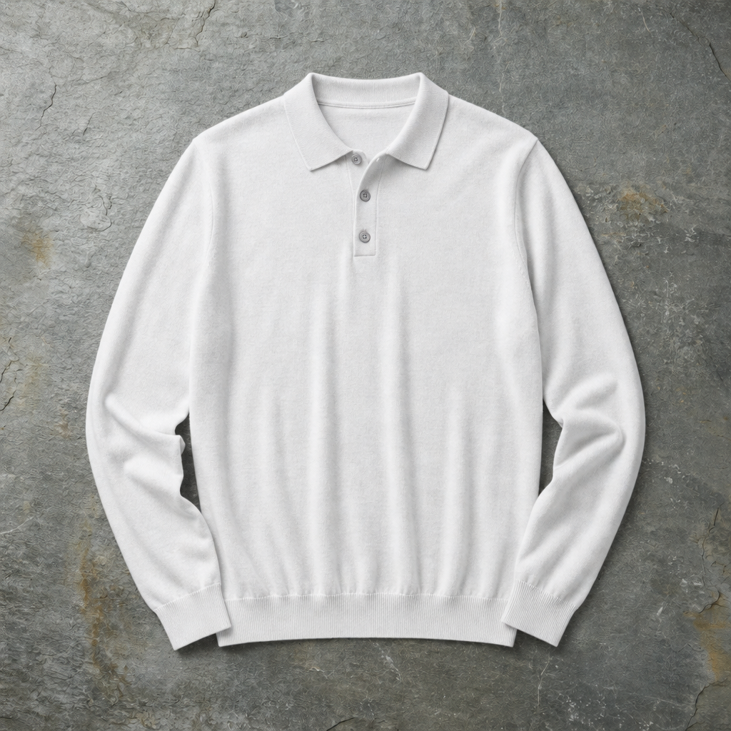 Zakynthos Knit Polo Sweater in White