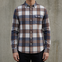 Serifos Plaid Flannel Shirt in Blue